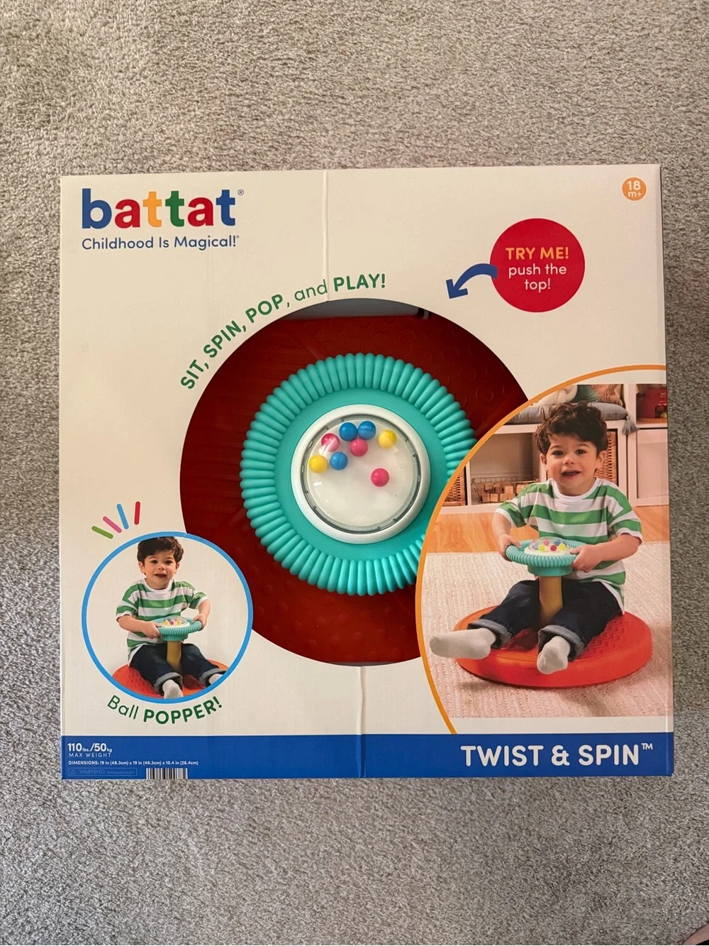 Battat Twist & Spin Ball Popper Toy - Red and Teal
